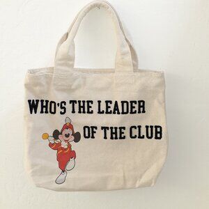 Disney Mickey Mouse Who's the Leader of the Club Large Canvas Tote Bag NWOT
